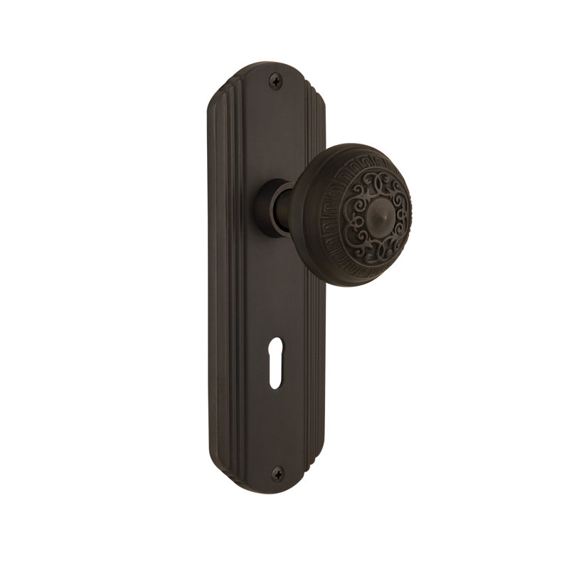 Deco Plate with Decorative Keyhole and Egg & Dart Door Knob, Oil-Rubbed Bronze