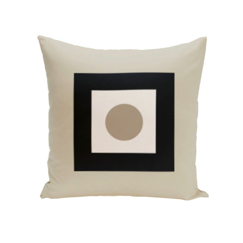 Housse et insert de coussin géométrique carré, H 16 po x l 16 po, Avoine / lin