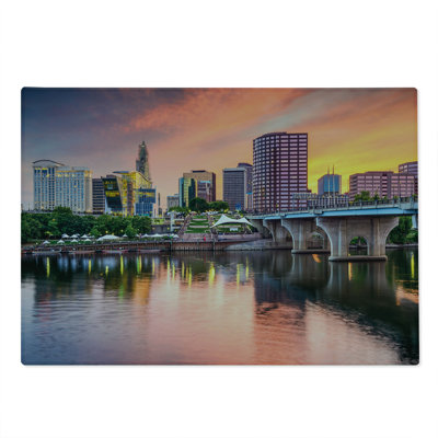 Ambesonne United States Cutting Board Large Size Hartford Evening Multicolor