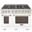 KUCHT Professional 48 po 6,7 pi cu Cuisinière au gaz naturel deux fours - une convection - en blanc avec brûleurs True Simmer-97805574-97805576