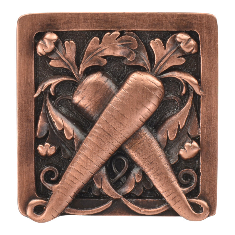 Kitchen Garden Square Knob, Antique Copper