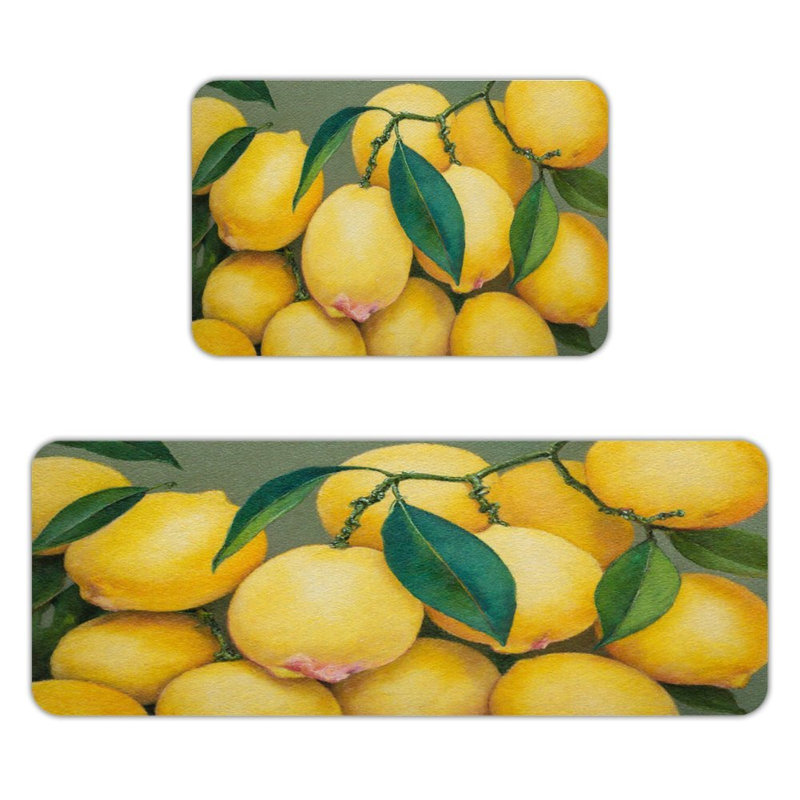 Ensemble de 2 tapis de cuisine citron