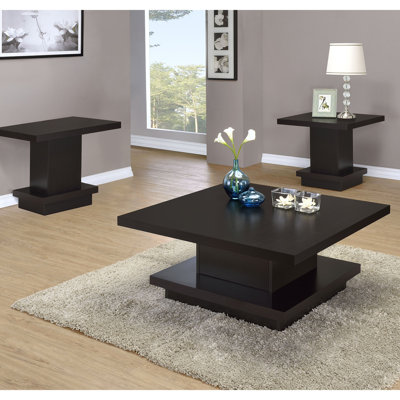 Table basse et d'appoint Cappuccino 3, de style à plusieurs niveaux, grande surface pour exposer des objets décoratifs dans le salon. Forme carrée avec silhouettes superposées, placage, idéale pour présenter des objets.