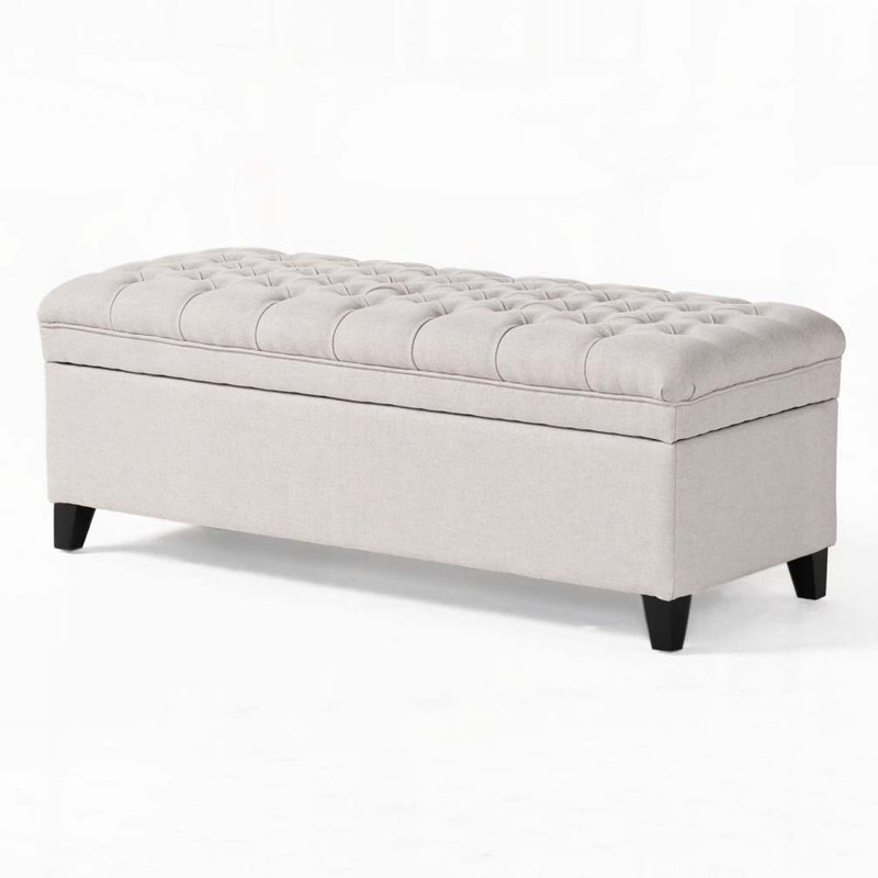 Banc de rangement capitonné, Gris clair