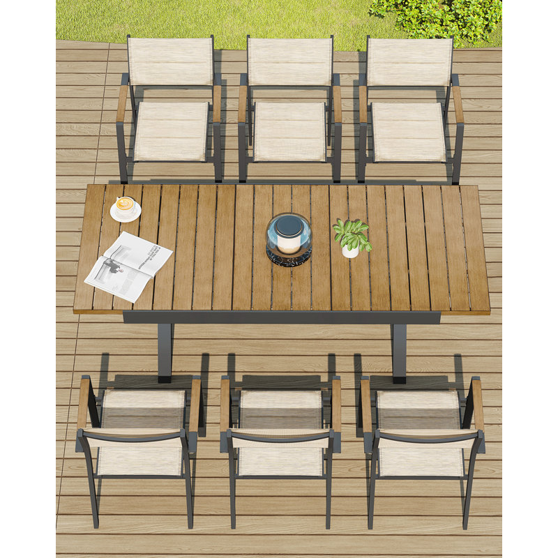 Chaises de patio empilables, ensemble de 2 chaises de patio empilables en aluminium Never-Rust, Noir / brun, Non