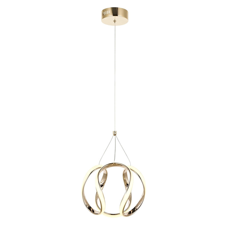 Luminaire suspendu géométrique 1 lumière DEL, Or, H 27,6 po x l 15,7 po x P 15,7 po