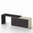 114.56 Inch L Shaped High Gloss Lacquer Desk With 6 Drawers Home Office Corner Workstation