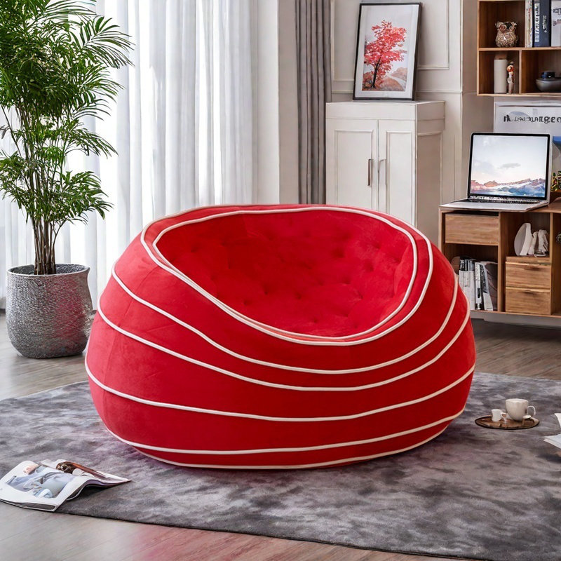 Fauteuil à billes Simple, Velours rouge