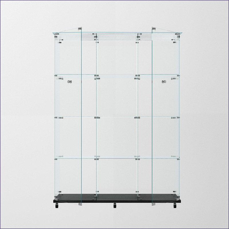 Cabinets, Modern Display Cabinet with Bluetooth LED Light Strips, Locking Casters, 64.88"H x 46.85"L x 13.58"W, Black | Particle Board,Tempered Glass | Living Room