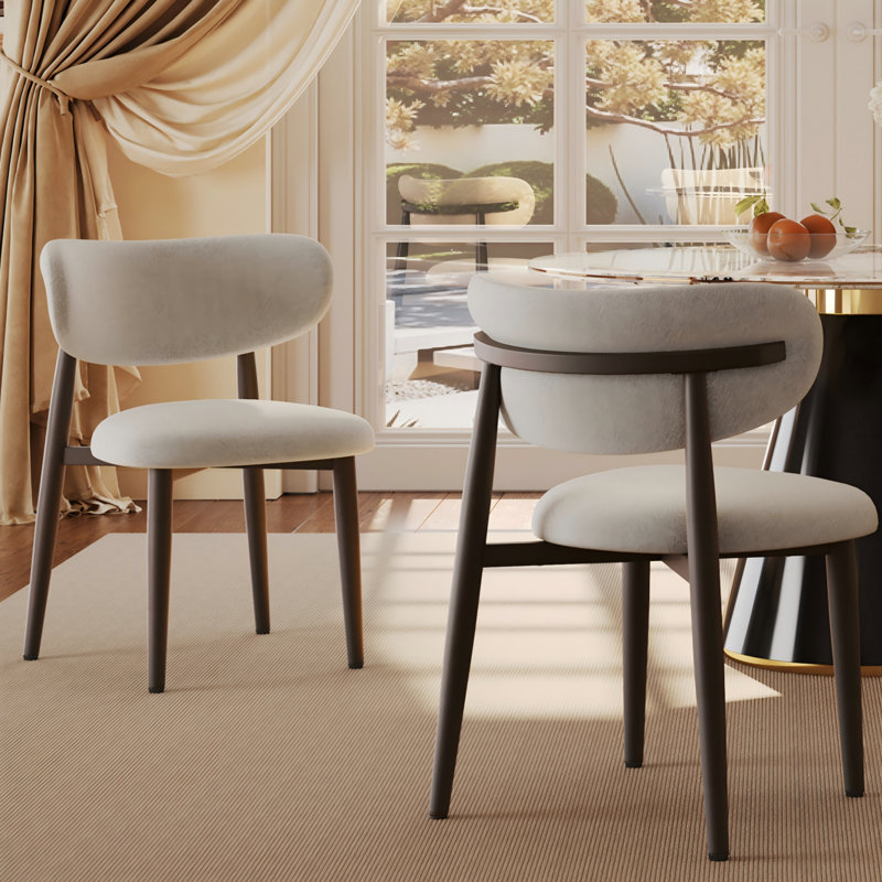 Chaise de salle à manger rembourrée avec structure en métal (ensemble de 2) - Chaise d'appoint gris clair, Gris