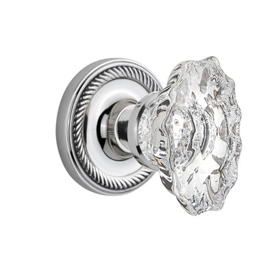 Crystal Chateau Interior Mortise Door Knob with Rope Rosette