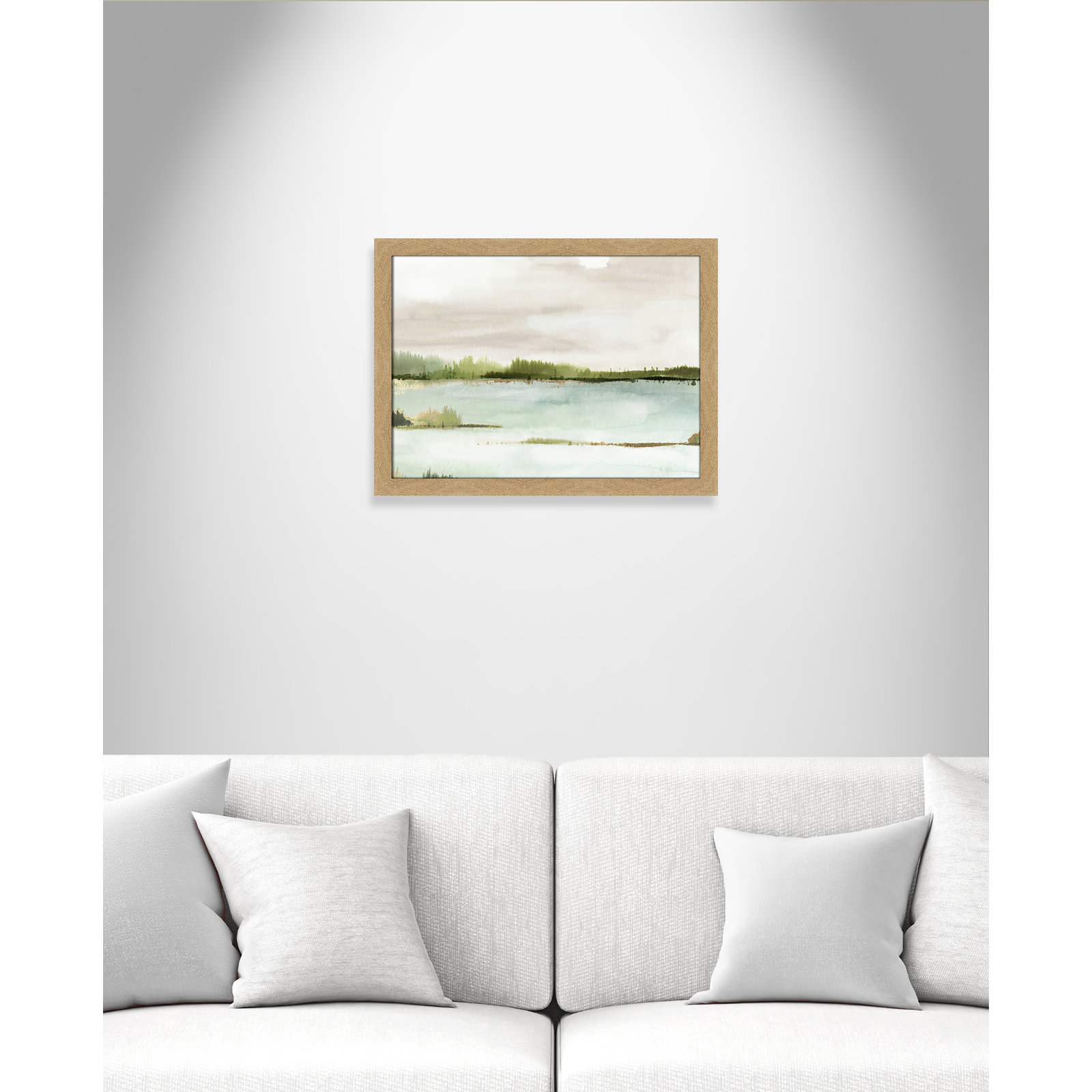 Silent Lake, 18" H x 24" W x 1.12" D, Natural Framed