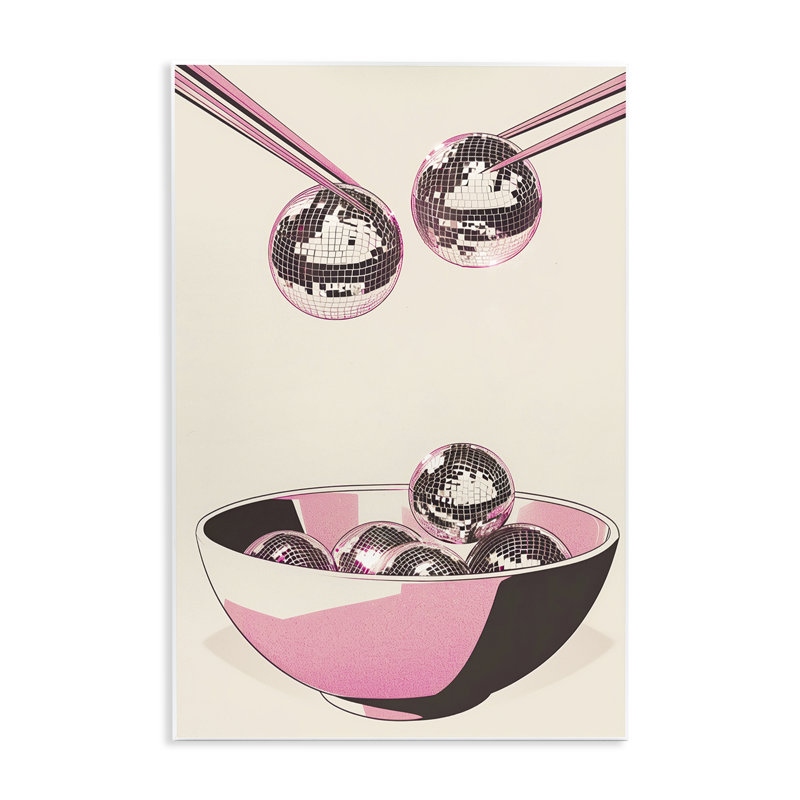 Plaque murale repas disco avec baguettes, design par Arlington Prints, H 15 po x l 10 po