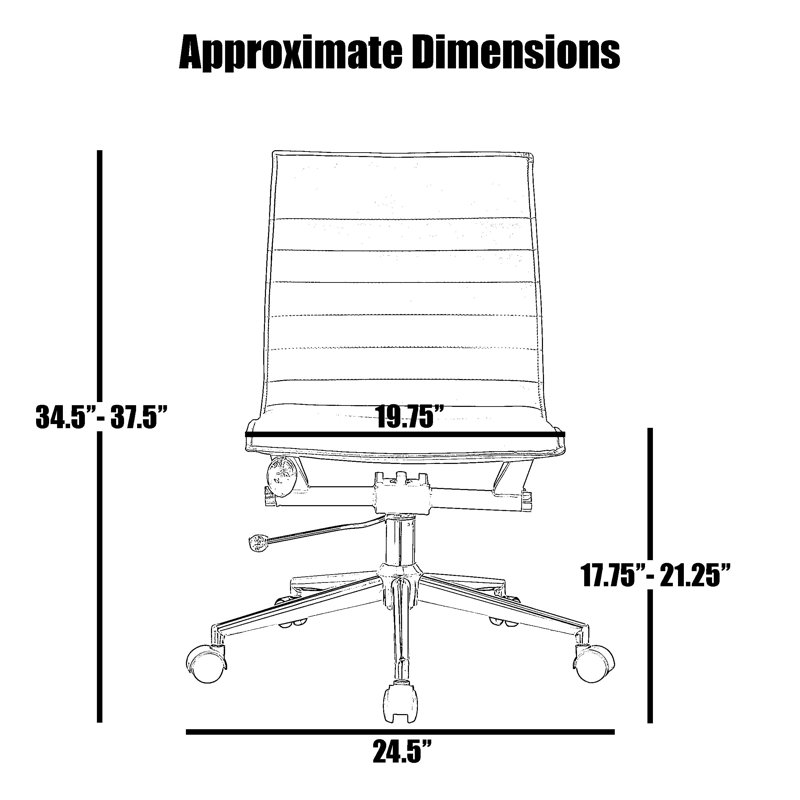 Crowther Mid Century Modern Contemporary Ergonomic Office Chair Modern Wide Armless With Wheels Pads Arm  Swivel Adjustable Executive Pads Seat