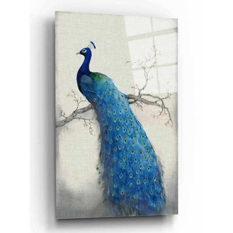«Peacock Blue II» par Tim O'Toole, art mural en verre acrylique, H 16 po x l 12 po