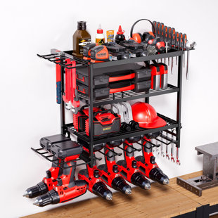 Modular Power Tool Organizer Charging Station & Wall Mount | 4 Drill Shelves for Garage