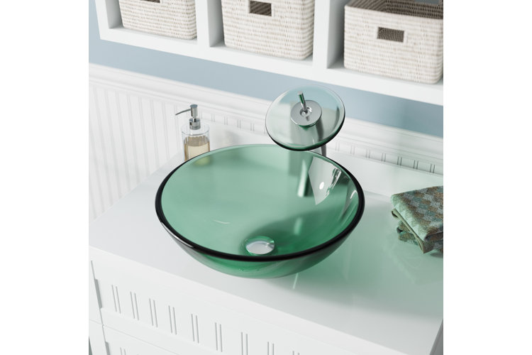 Tempered Glass Circular Vessel Bathroom Sink