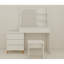Table de coiffeuse à maquillage blanche avec tabouret assorti et compartiments pour cosmétiques