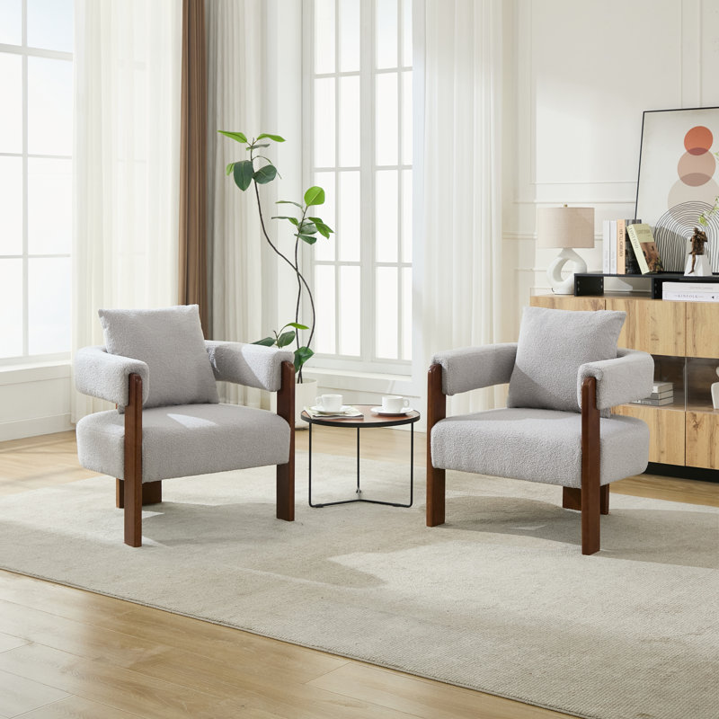 Upholstered 3-Legs Accent Chair, Gray