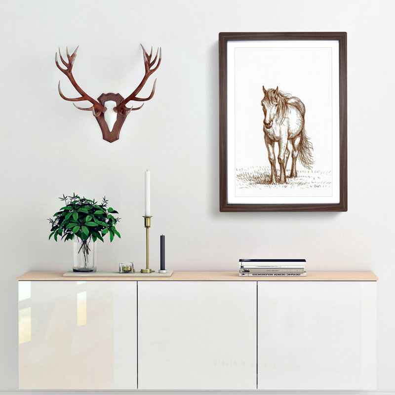 Portrait of a Horse by Jean Bernard - Picture Frame Painting Print, Walnut Framed, 36cm H x 27cm W x 2cm D