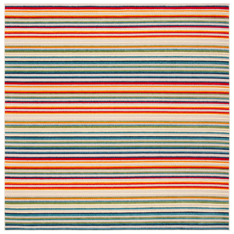 Kamari Performance Striped Indoor/Outdoor Area Rug, Square 6'7"