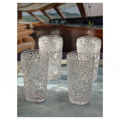 Ensemble de 4 verres à cocktail en acrylique à motif cachemire (17 oz), verres à cocktail en plastique sans BPA, ensemble de verres, verres à eau