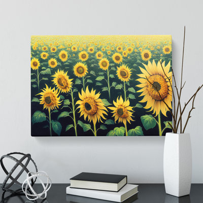 XXX-H1022-WF-8318X Stellar Sunflower Field - Wrapped Canvas Print