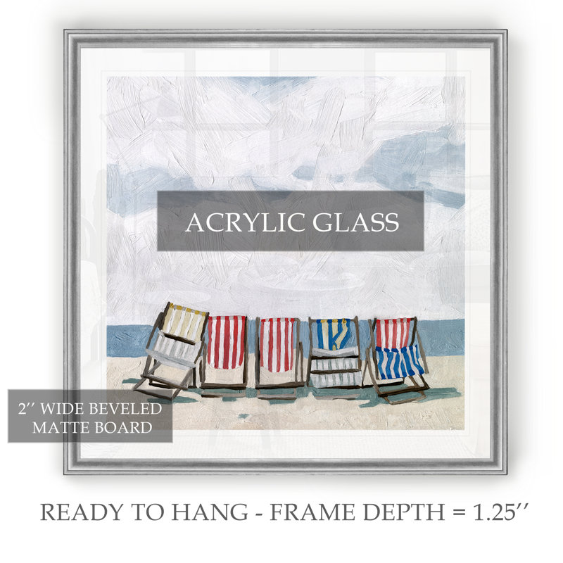 « beach trip i »-reproduction d’art sur toile, Cadre argenté, H 17,5 po x l 17,5 po x P 1,5 po