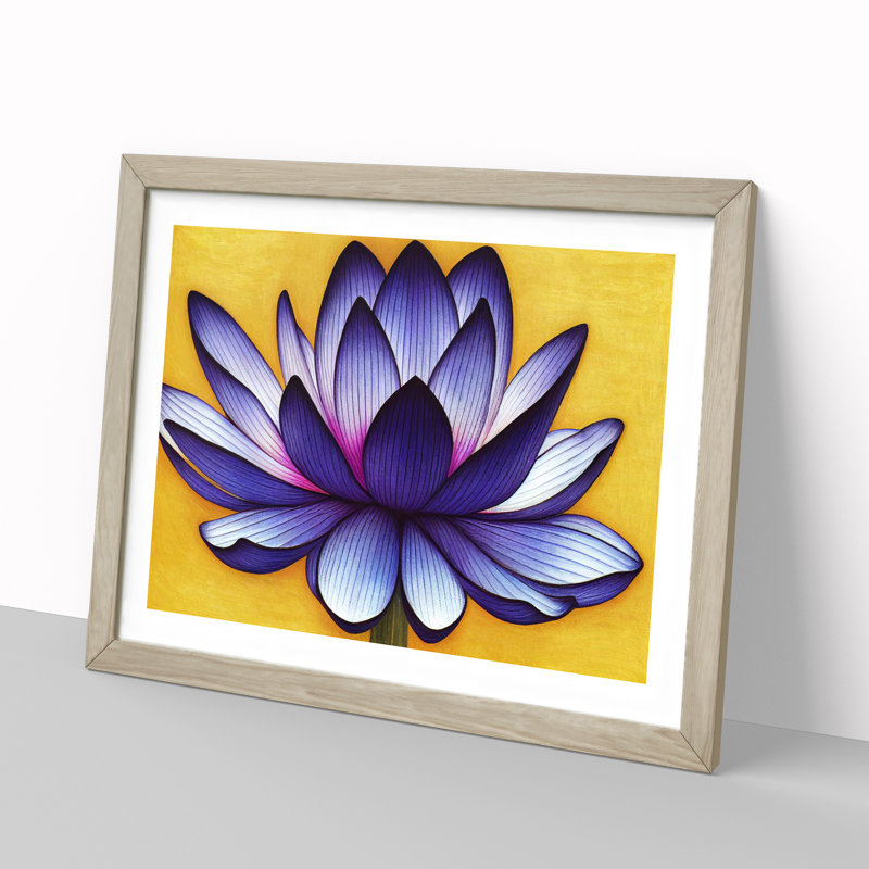 Exotic Lotus Flower - Single Picture Frame Print, 34cm H x 46cm W x 2cm D, Oak Framed