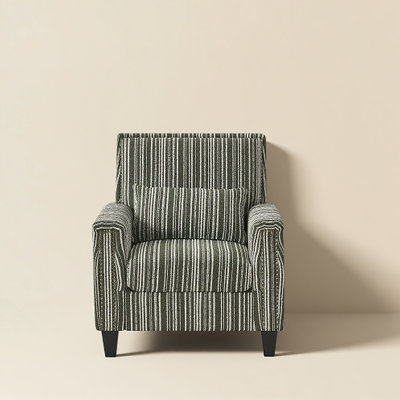 Chaise rembourrée à rayures vertes, fauteuil en tissu rayé élégant