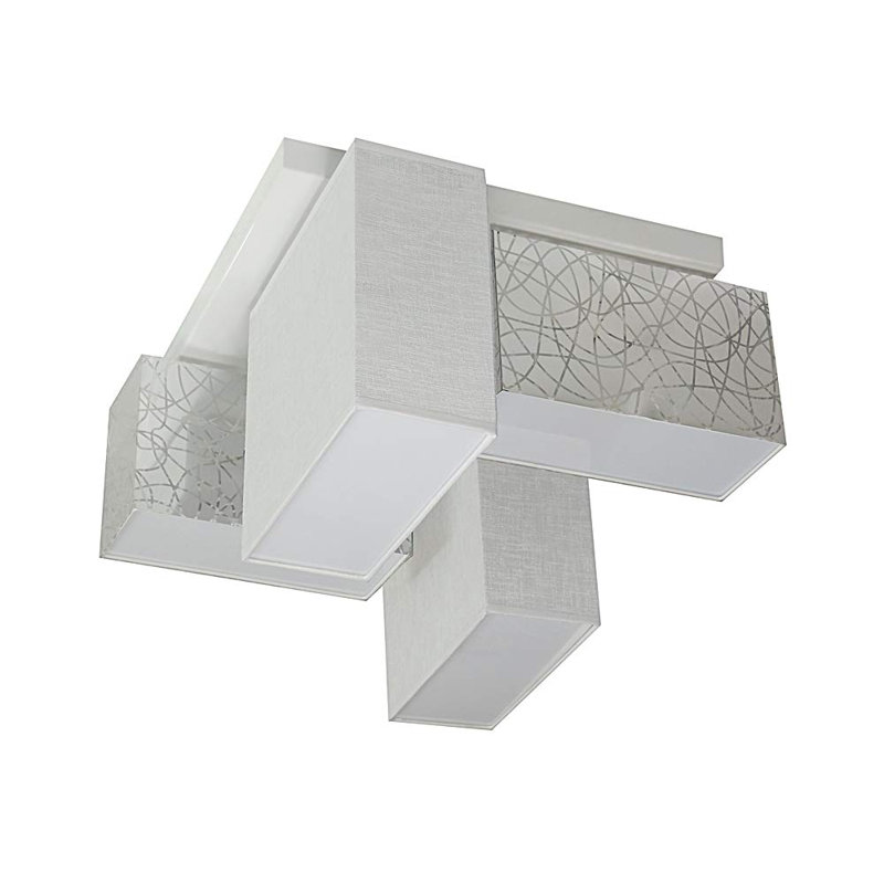 Partida Fabric Semi Flush Mount, Silver/White
