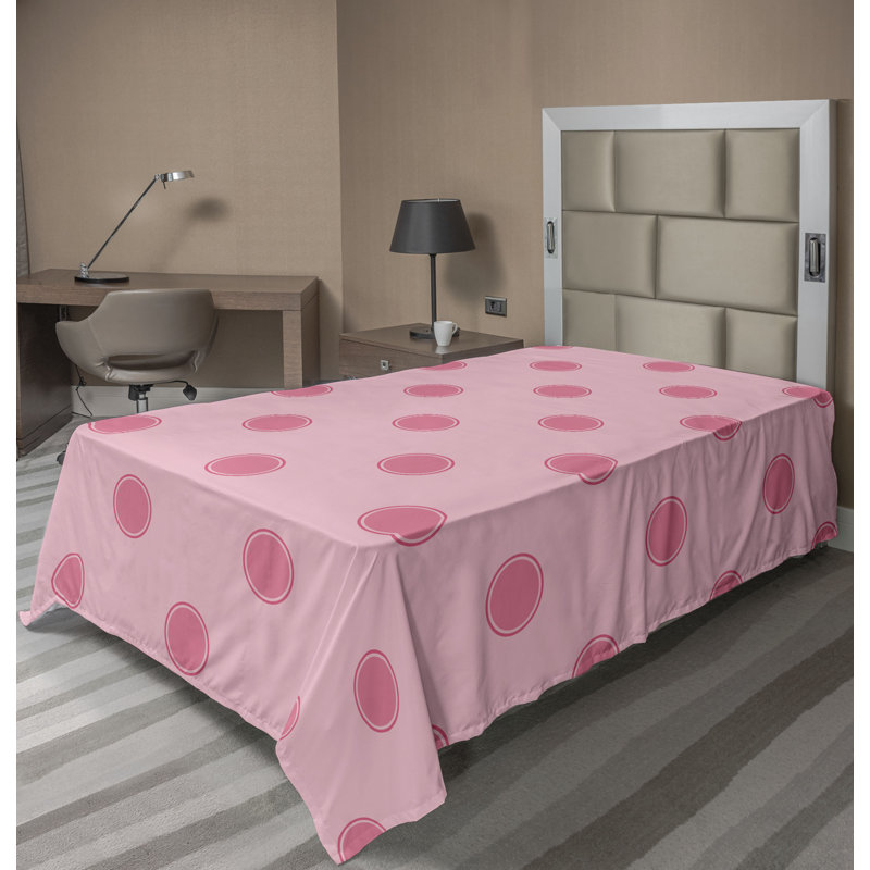 Drap plat moderne de style bohème Ambesonne, Drap plat pour lit simple TG, Rose pastel / motif géométrique rose pâle 1