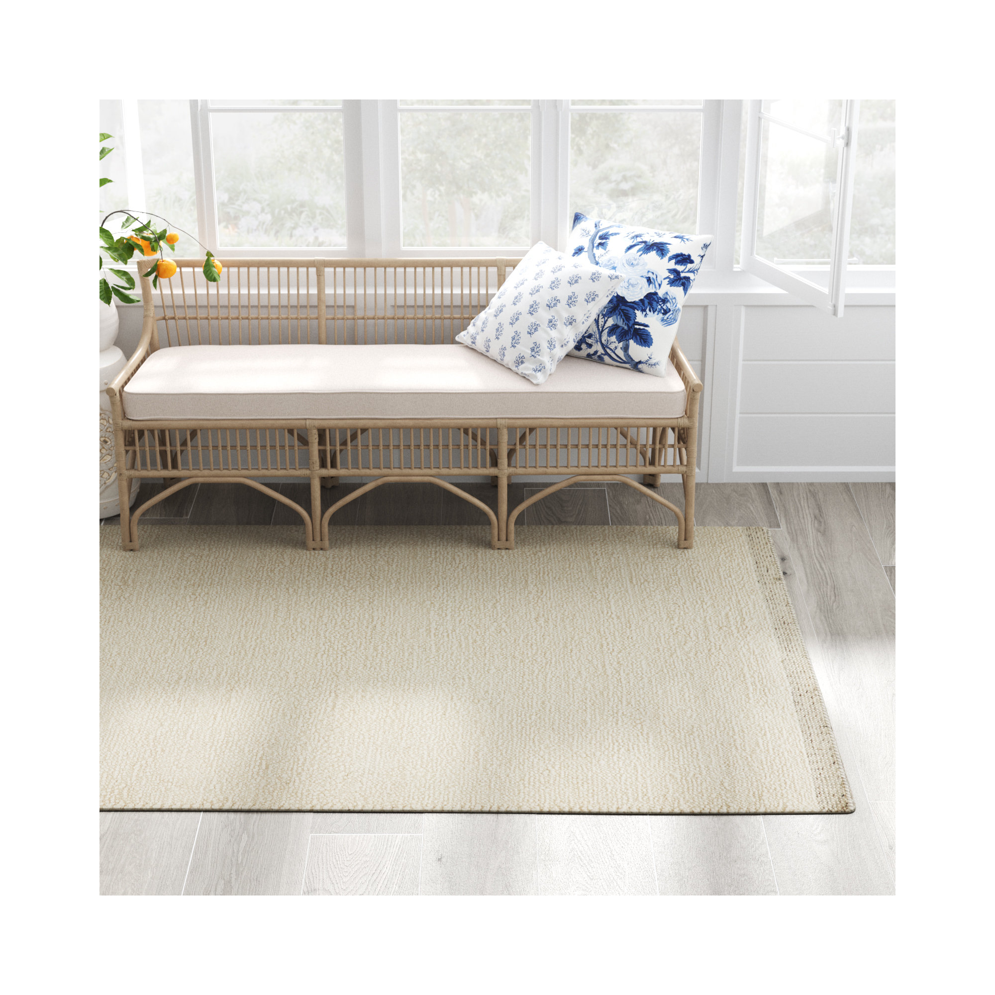 Ada Handmade Cream Rug, Rectangle 9' x 12'