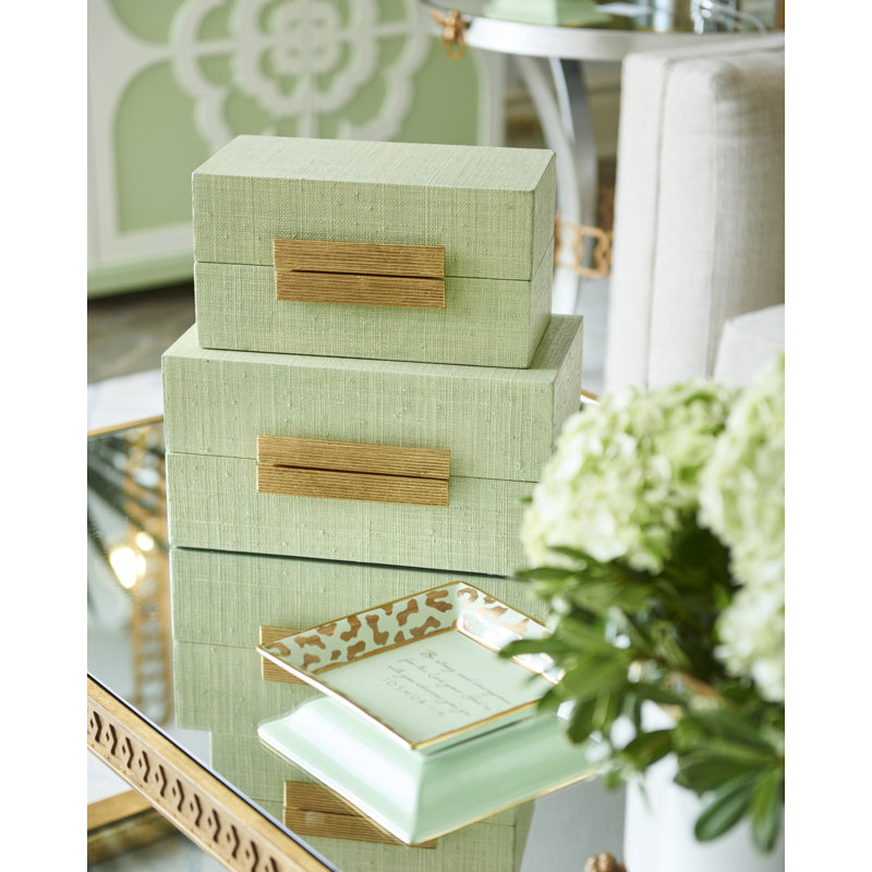 Decorative Box, Seafoam/Gold
