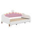Lit de jour simple extensible princesse avec lumières DEL pour enfants, cadre de lit de jour princesse rembourré moderne avec tête de lit couronne-1652400071