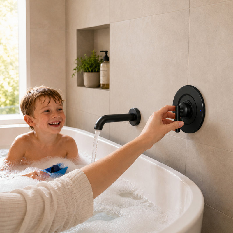 Ensemble de garniture de poignée de douche en acier inoxydable, plaque murale de remplacement noire mate, compatible avec les corps de vanne Posi-Temp, kit de réparation facile pour robinet de salle de bain
