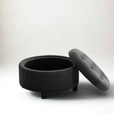 Round Storage Ottoman Coffee Table with Reversible Lid