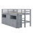 Twin Size Loft Bed with 4 Drawers, Underneath Cabinet and Shelves-96378225