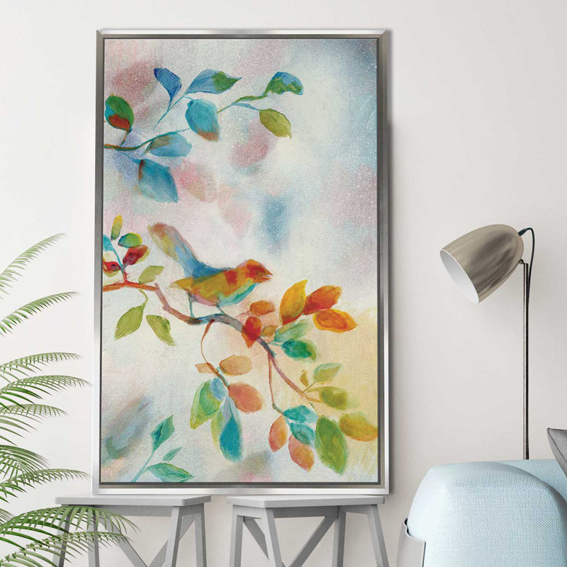«Sausalito Summer I», reproduction de peinture acrylique, H 63,5 po x l 39,5 po x P 2 po, Cadre flottant argent