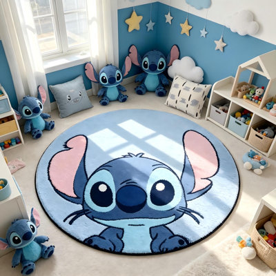55.12*55.12 inch Stitch Soft Rug Gift for Girls/Boys Kids, Stitch Bedroom Desor Rug Decorations 