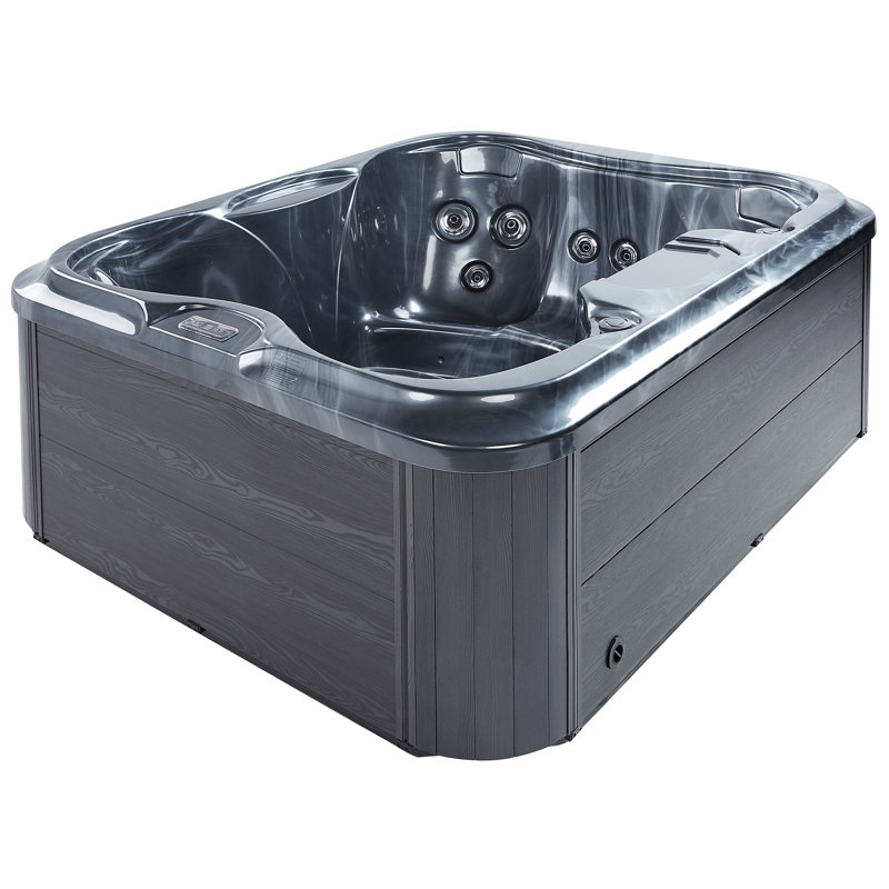Dakota Fields Allionna 240V 4 Person 19 - Jet Acrylic Square Hot Tub, Black/Grey