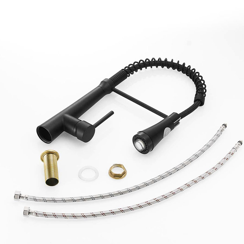 Robinet de lavabo de cuisine à DEL, avec tirette, levier simple, noir, poignée rotative à 360 ° et méthode de nettoyage efficace, rotatif,