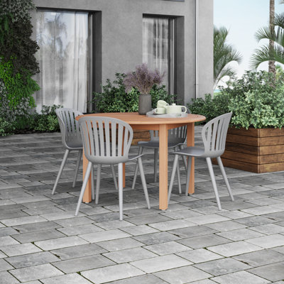 Anautica Outdoor Patio 5pc 100% FSC Certified Wood and Aluminum Dining Set