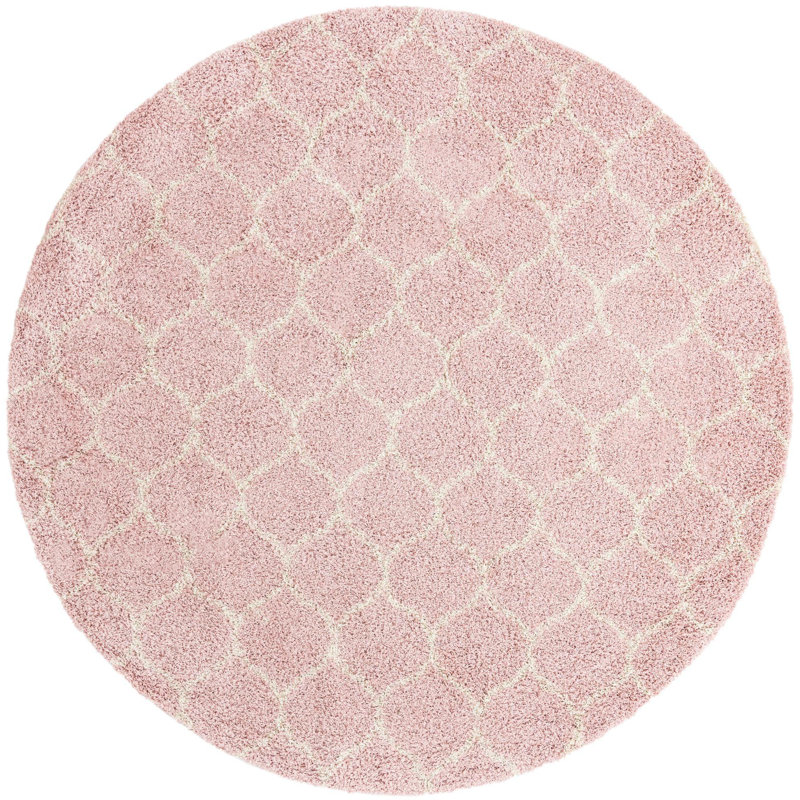 Tapis à poils longs rubis rose clair Rugs.com, Rond 10pi