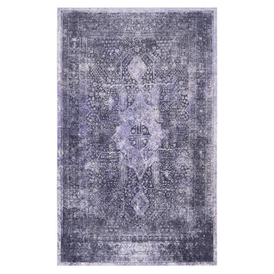 Tapis lavable 8 x 10, antidérapant, pliable, ne perd pas ses poils pour le salon - anthracite à poils courts, chambre pliable, cuisine