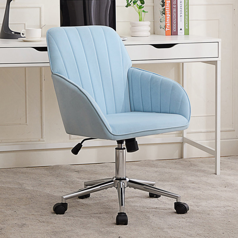 Chaise de bureau réglable, chaise pivotante ergonomique, Bleu pastel