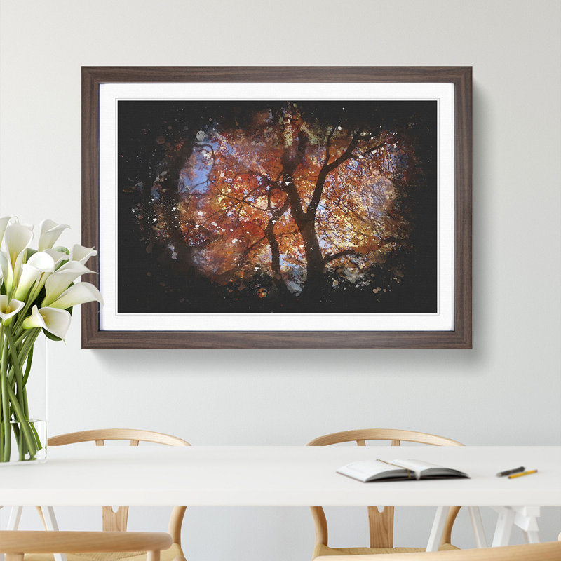 Maple Tree Vol.2 - Picture Frame Graphic Art, 65cm H x 90cm W x 2cm D, Walnut