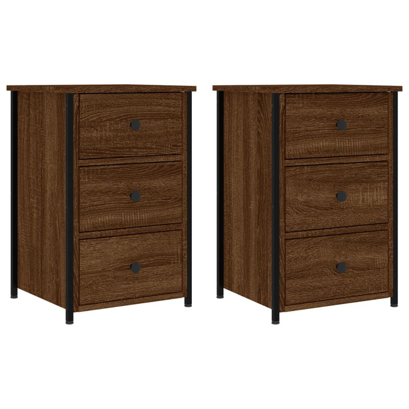 Caulkins 40cm W Iron Bedside Table, Grey Sonoma, Set of 2
