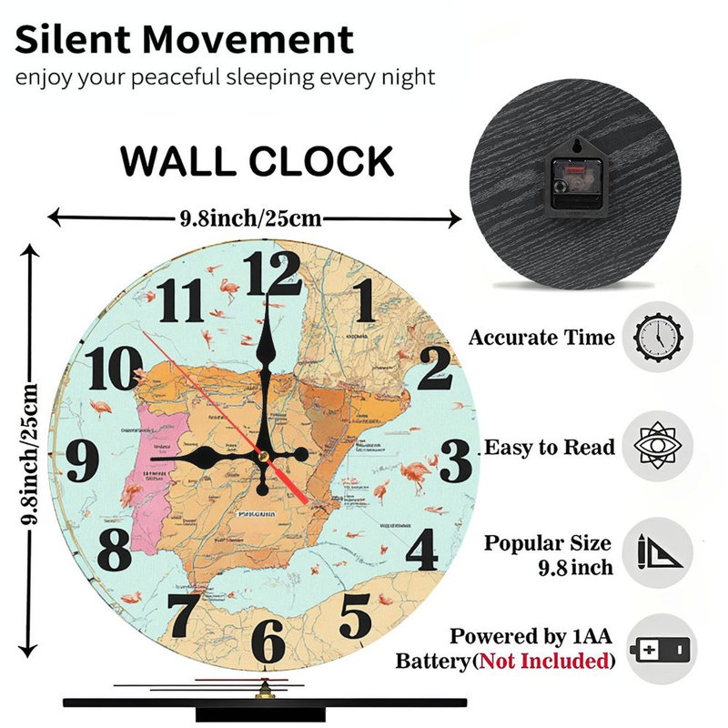 Horloge murale Espagne carte flamant rose