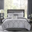 Ensemble d'édredon très grand californien 12 pièces avec draps 100% coton Lavine Blue-27129815-27129816